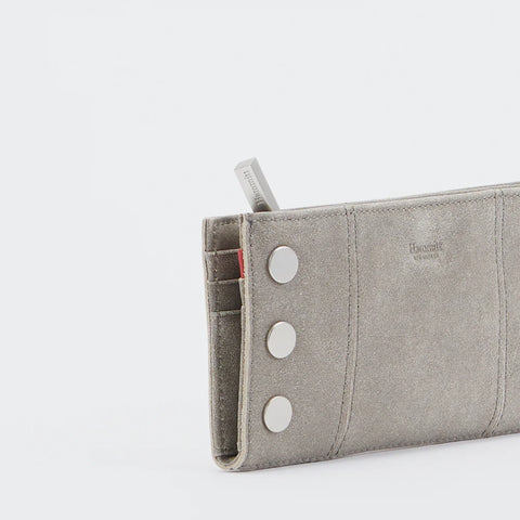 Hammitt 110 North Pewter Brushed Silver Bifold Leather Wallet