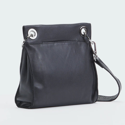 Hammitt Tony Medium Black Gun Metal Leather Crossbody