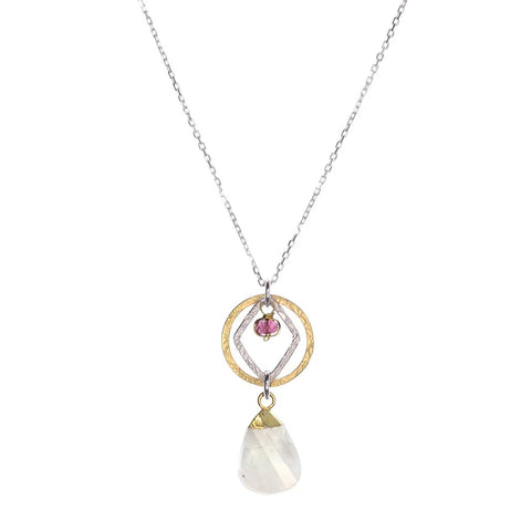 Laura J Moonstone Petal Necklace