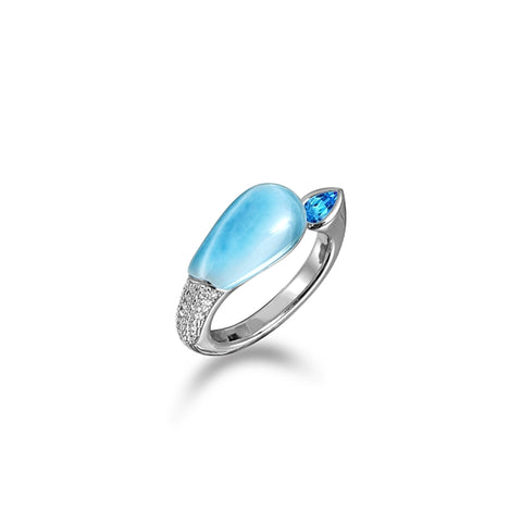 Alamea Ring with Larimar and Blue Topaz