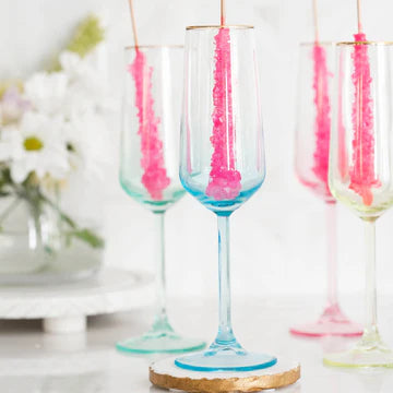 Vietri Rainbow Turquoise Champagne Flute