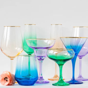 Vietri Rainbow Amethyst Margarita Glass