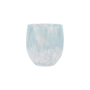 Vietri Nuvola Light Blue and White Double Old Fashioned Glass