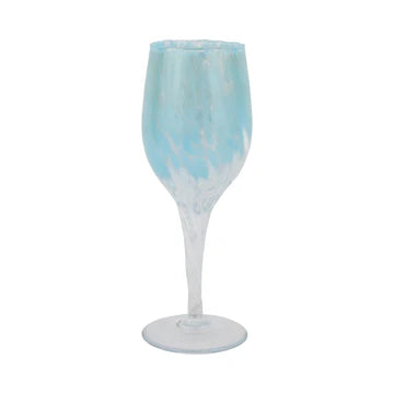 Vietri Nuvola Light Blue and White Wine Glass