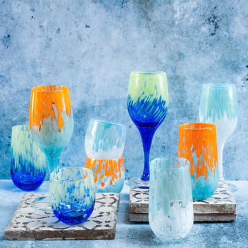 Vietri Nuvola Green and Blue Wine Glass