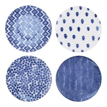 Vietri Santorini Blue & White Dinner Plates - Set of 4