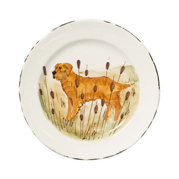 Vietri Wildlife Hunting Dog Dinner Plate