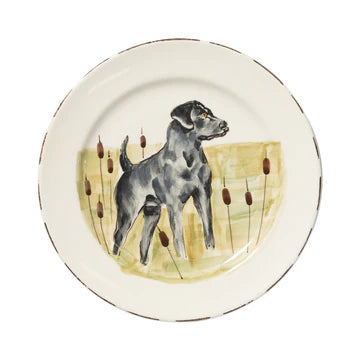 Vietri Wildlife Black Hunting Dog Dinner Plate