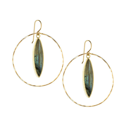 Laura J Labradorite Glimmer Hoop Earrings