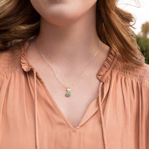 Laura J Turquoise Pool Pendant Necklace