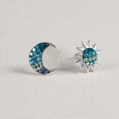 Mosaico Moon and Sun Stud Earrings