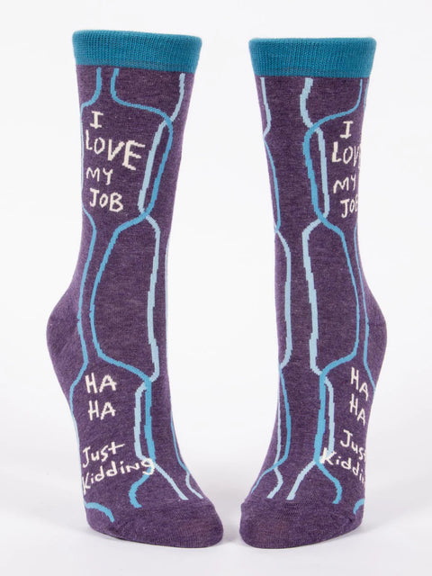 Blue Q I Love My Job, Ha Ha, Just Kidding Women’s Crew Socks