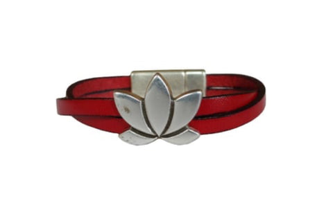 JBJ Women’s Lotus Red Leather Bracelet