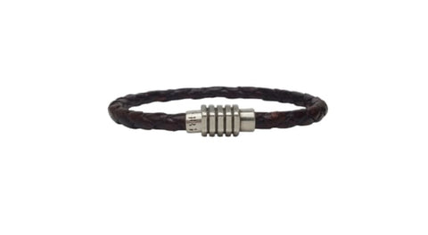 JBJ Men’s Vintage Braided Brown Leather Bracelet