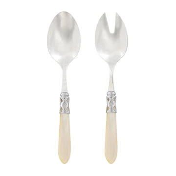 Vietri Aladdin Ivory Brilliant Salad Server Set