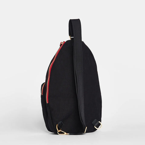 Hammitt Courtside Black/Brushed Gold Red Zip Sling