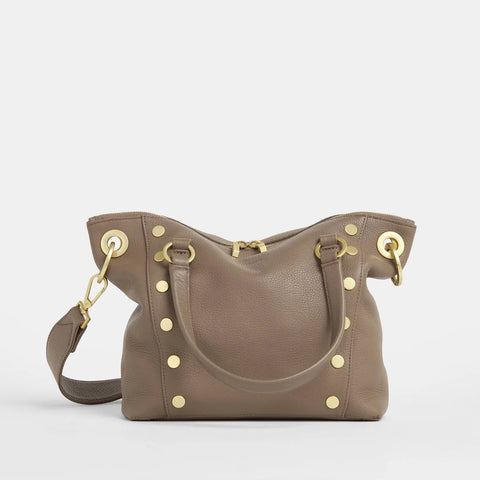 Daniel Medium Sculpted Taupe/Brushed Gold Satchel