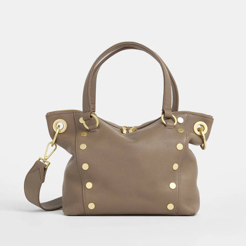 Daniel Medium Sculpted Taupe/Brushed Gold Satchel