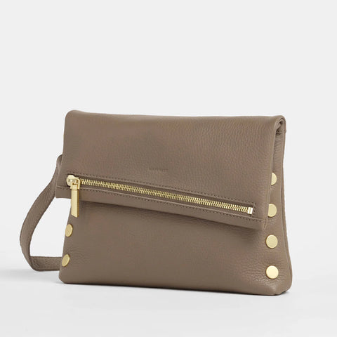 Hammitt VIP Medium Sculpted Taupe/Brushed Gold Crossbody Clutch