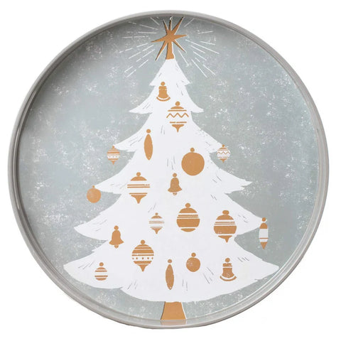 RockFlowerPaper Winter White Tree 15” Round Tray