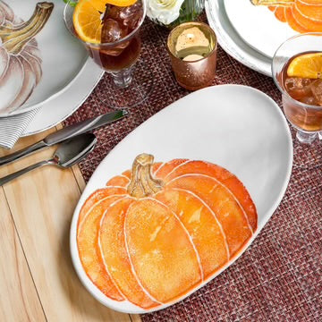 Vietri Pumpkins Small Oval Platter with Pumpkin