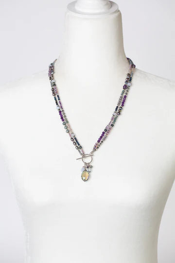 Anne Vaughan Reflections 23.75 Or 46.5" Crystal, Czech Glass, Blue Lace Agate Statement Necklace