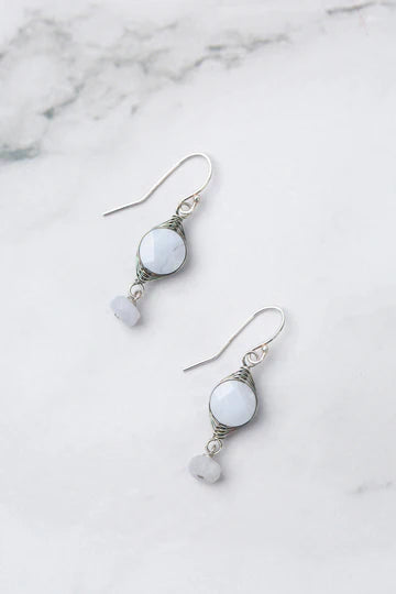 Anne Vaughan Reflections Blue Lace Agate Herringbone Earrings