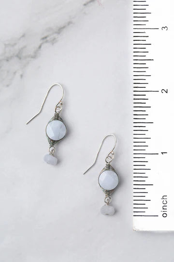 Anne Vaughan Reflections Blue Lace Agate Herringbone Earrings