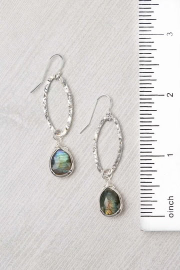 Anne Vaughan Resilience Faceted Labradorite Teardrop Bezel Statement Earrings