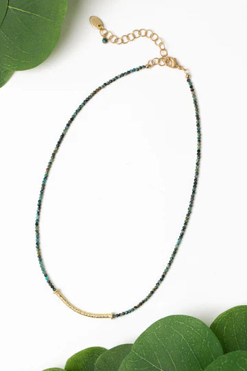 Anne Vaughan Tranquil Gardens 16-18" African Turquoise Bar Focal Necklace