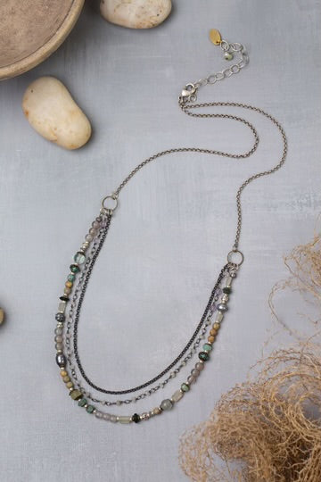 Anne Vaughan Venetian Dreams 22.5-24.5" Freshwater Pearl, Fluorite, Roman Glass Multistrand Necklace