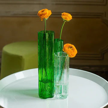 Vietri Flora Glass Green Vase