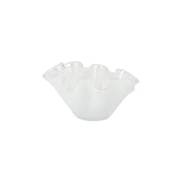 Vietri Onda Glass White Petite Ruffled Bowl