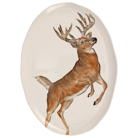 Vietri Cacciatore Deer Large Oval Platter