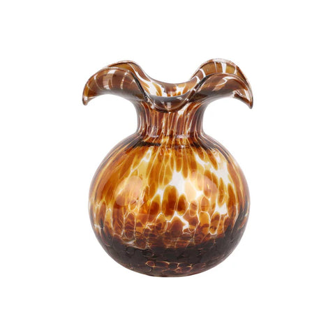 Vietri Hibiscus Glass Brown Tortoise Shell Bud Vase