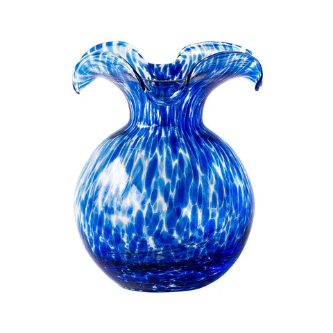 Vietri Hibiscus Glass Cobalt Tortoise Shell Small Fluted Vase