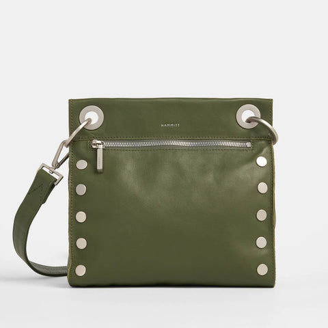 Hammitt Tony Medium Landscape Green/Gunmetal Leather Crossbody