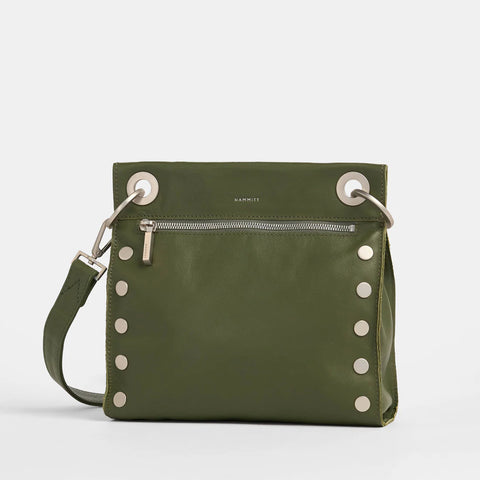 Hammitt Tony Medium Landscape Green/Gunmetal Leather Crossbody