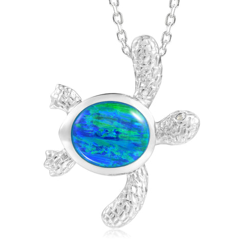 Alamea Turtle Pendant Necklace with Opal