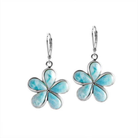 Alamea Plumeria Earrings with Larimar