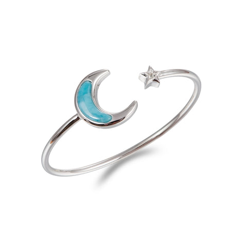 Alamea Moon and Star Bangle with Larimar