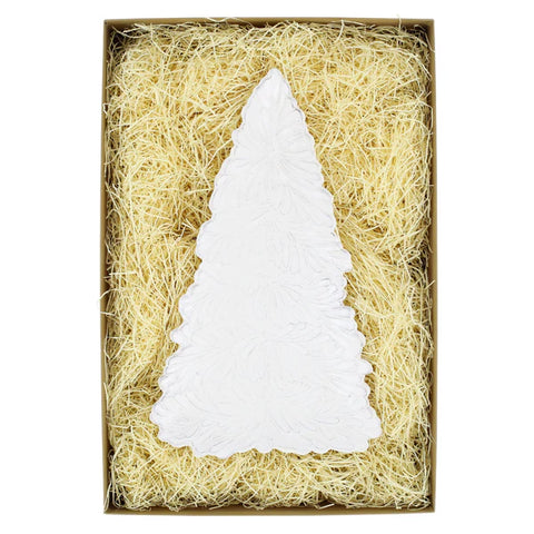 Vietri Lastra Holiday White Figural Tree Small Platter