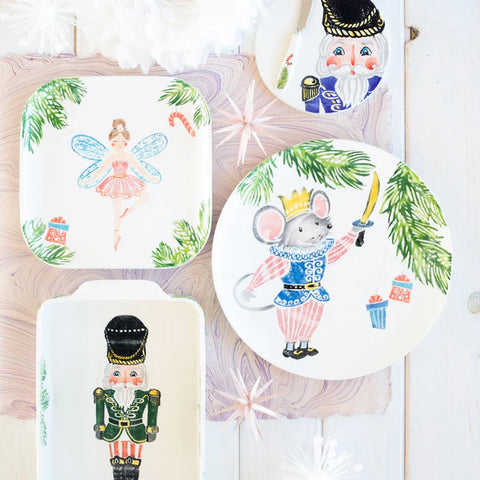 Vietri Nutcrackers Sugar Plum Fairy Square Platter