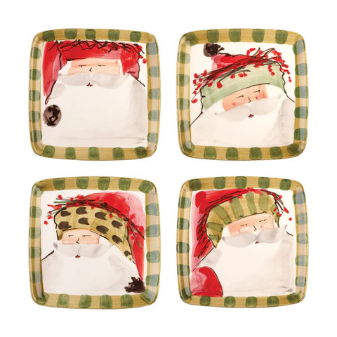 Vietri Old St. Nick Assorted Square Salad Plates - Set of 4