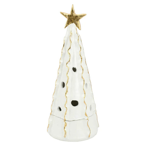 Vietri Foresta White Large Tree with Ribbon & Gold Star