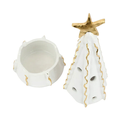 Vietri Foresta White Large Tree with Ribbon & Gold Star