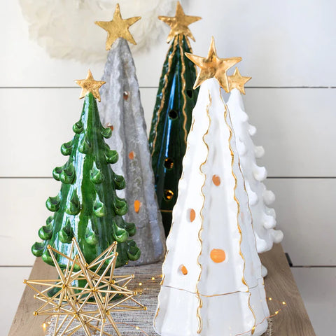 Vietri Foresta White Large Tree with Ribbon & Gold Star