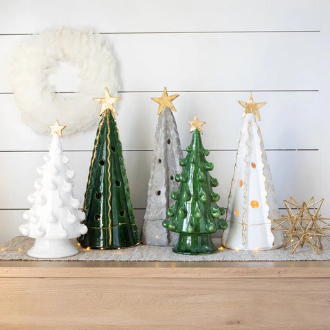 Vietri Foresta White Large Tree with Ribbon & Gold Star