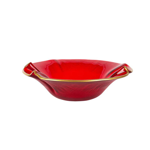 Vietri Holiday Glass Small Ruffled Bowl