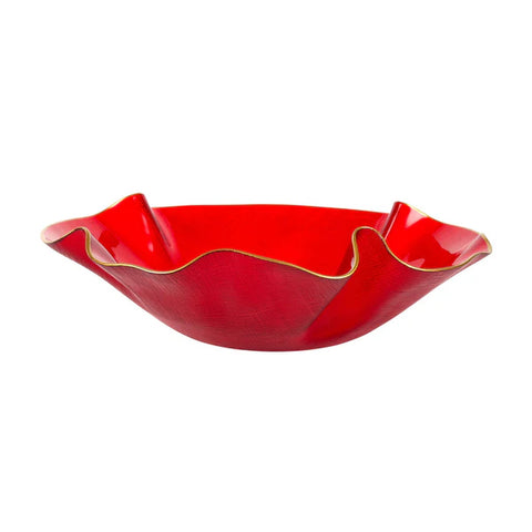 Vietri Holiday Glass Medium Ruffled Bowl